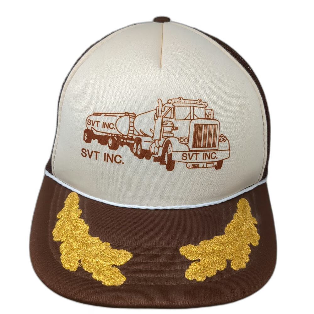 Crown Cap Trucker Hat Brown OSFM SVT Inc Semi Tanker Truck Scrambled Eggs Rope